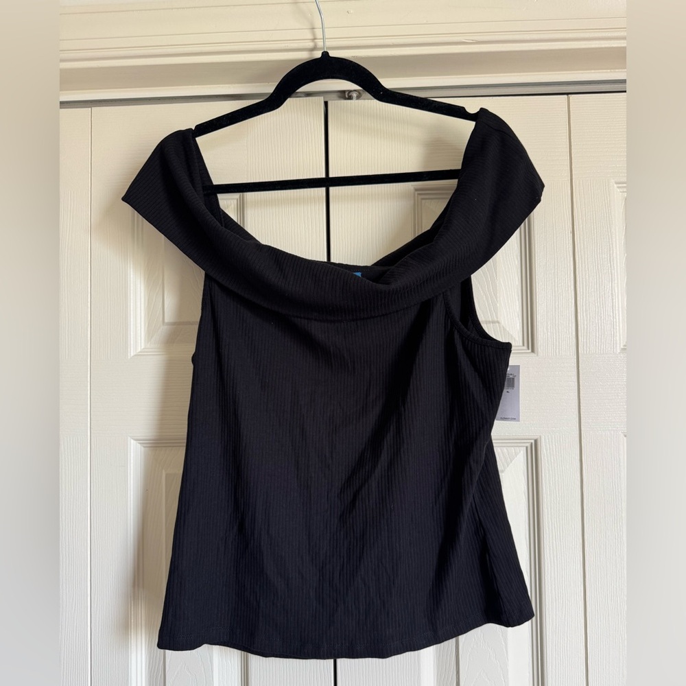 NWT Old Navy Off the Shoulder Ribbed Top Black Size XL